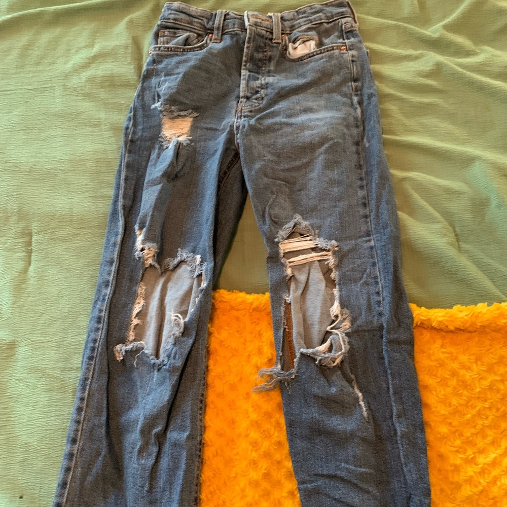 wildfable highest rise straight jeans w/ holes